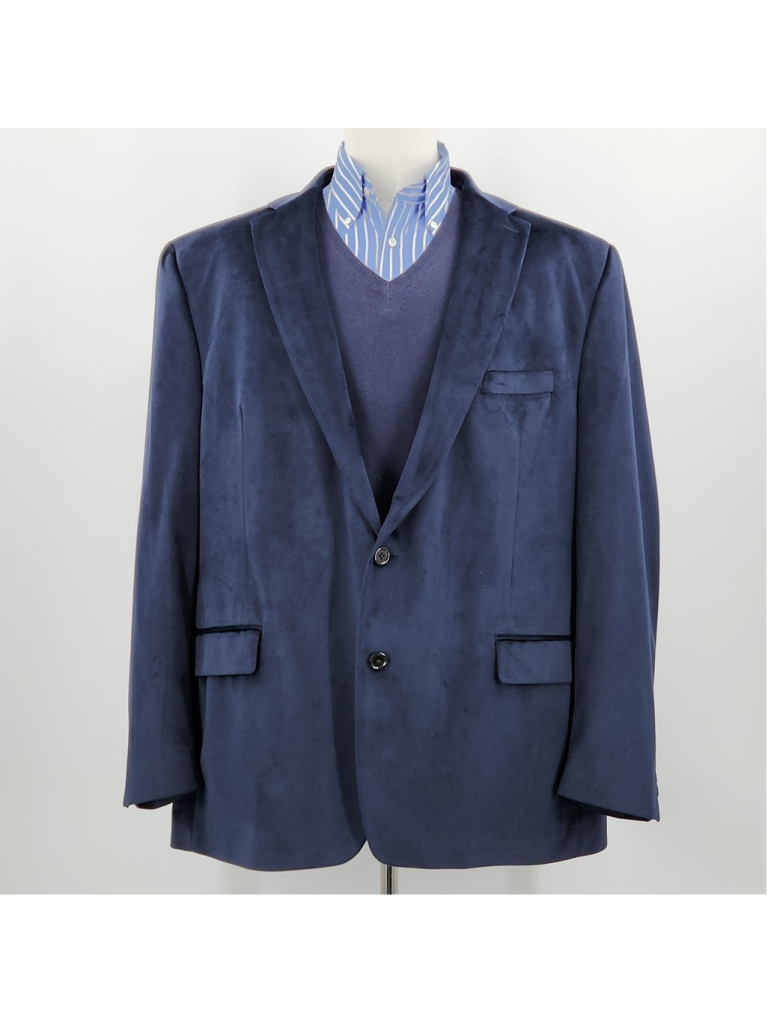 Ralph Lauren Mens Lexington Blazer 50l Navy Velour 2-Button Jacket